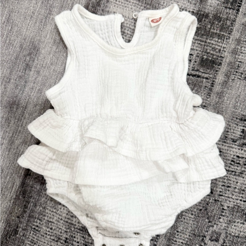 Baby White Ruffle Romper Onesie